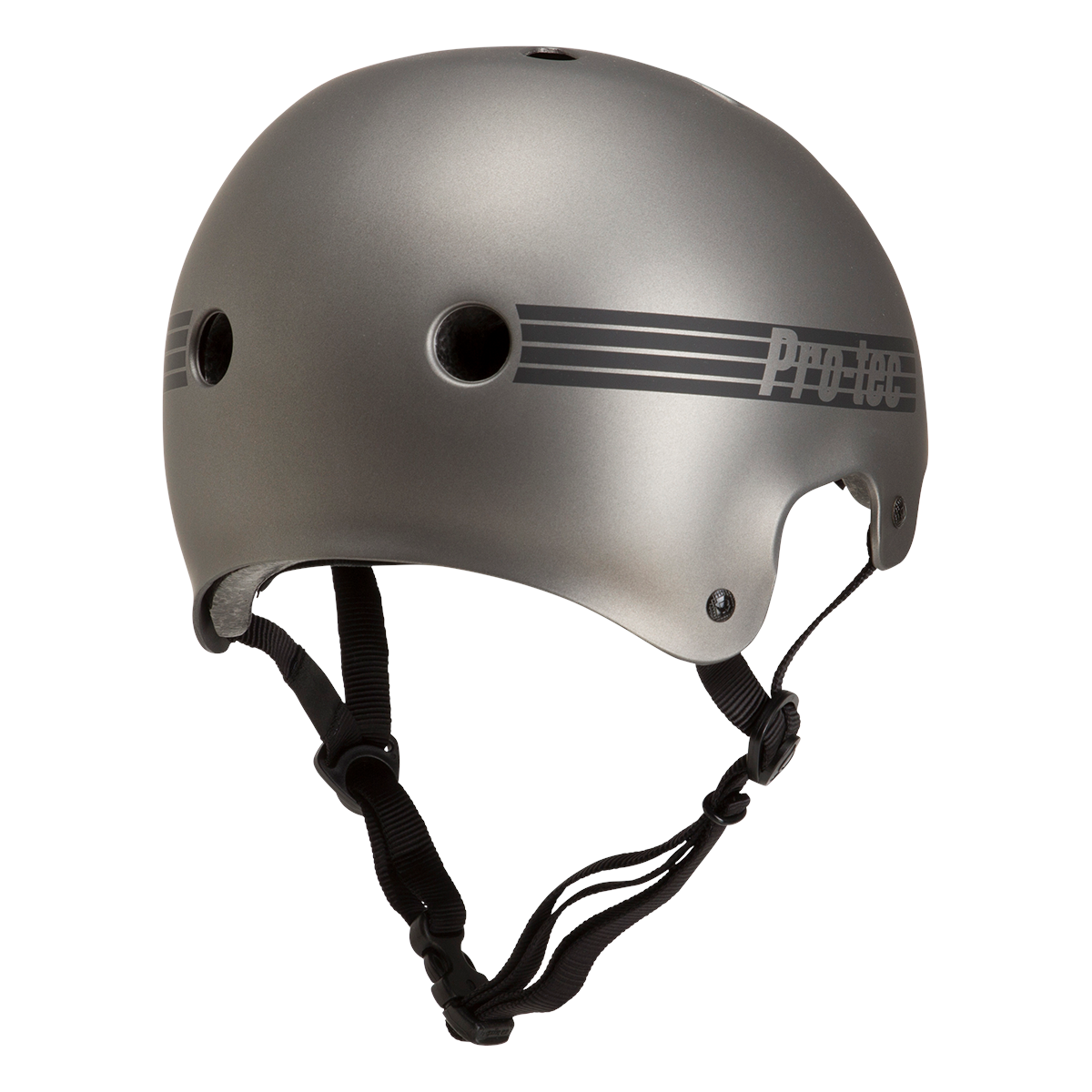 Metallic Gunmetal Certified Old School Pro-Tec Skateboard Helmet Back