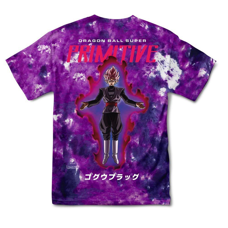 Purple Washed DBZ Super Goku Black Rose Primitive Skate T-Shirt Back