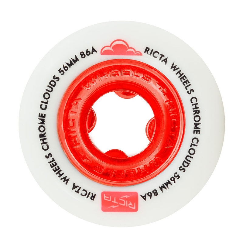 Ricta 86a Chrome Clouds Skateboard Wheels - White/Red