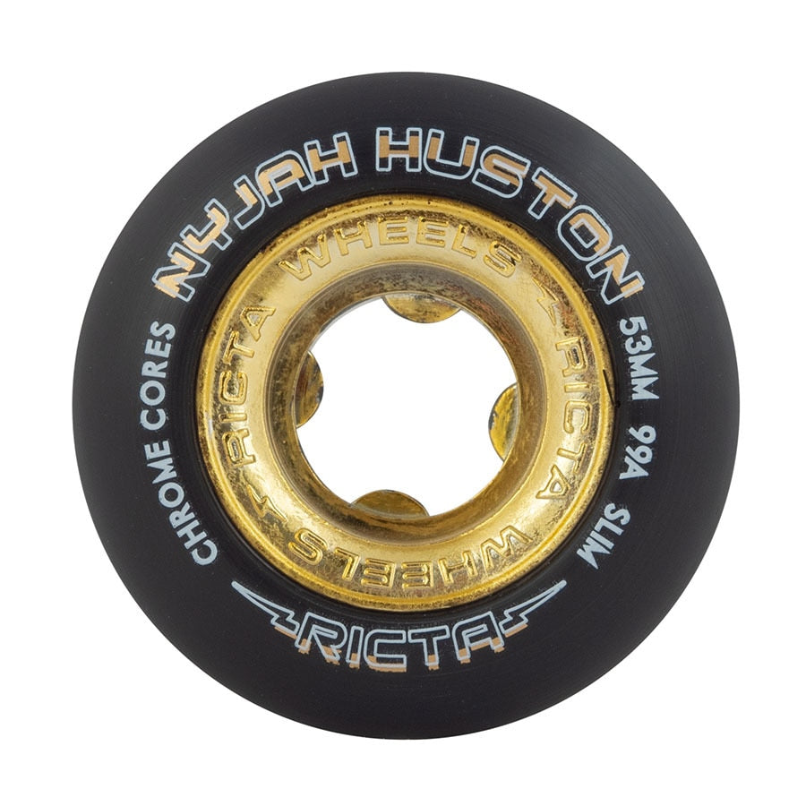 Huston Style Rims Ricta 99a Nyjah Huston Chrome Core Slim Skateboard Wheels - Black/Gold