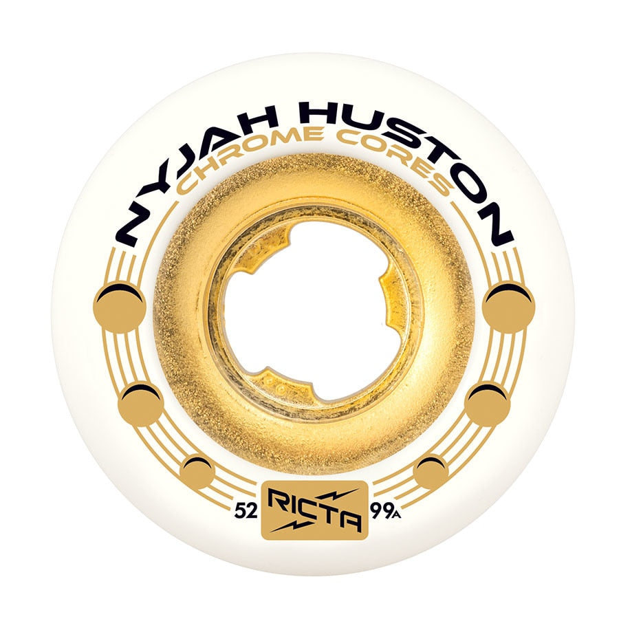Ricta Nyjah Huston Chrome Core 99A Skateboard Wheels - White/Gold