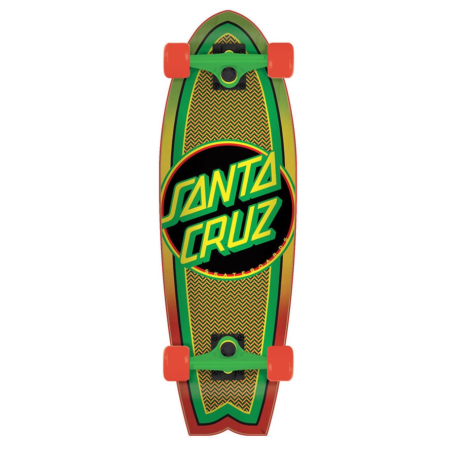 Rasta Weave Dot Mini Shark Santa Cruz Cruzer Skateboard