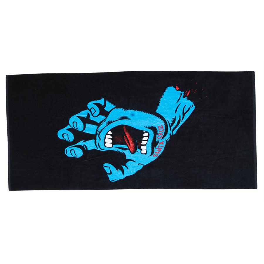 Black Screaming Hand Santa Cruz Skateboards Beach Towel