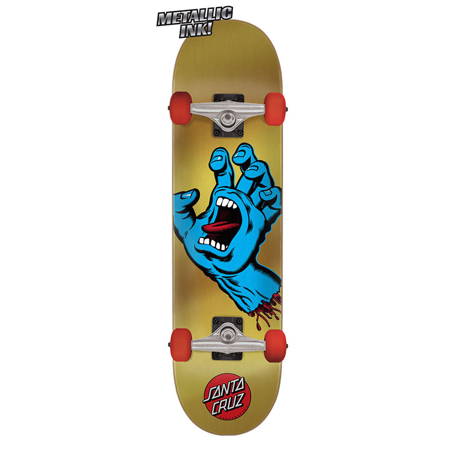 Gold Santa Cruz Metallic Screaming Hand Skateboard Bottom