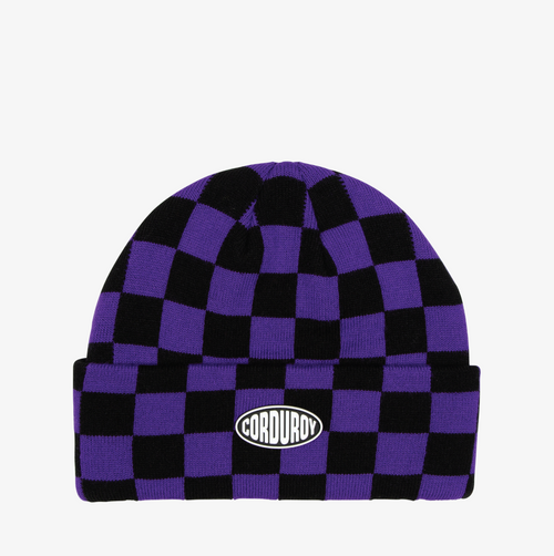 Purple Checker Corduroy Checkmate Snowboard Beanie