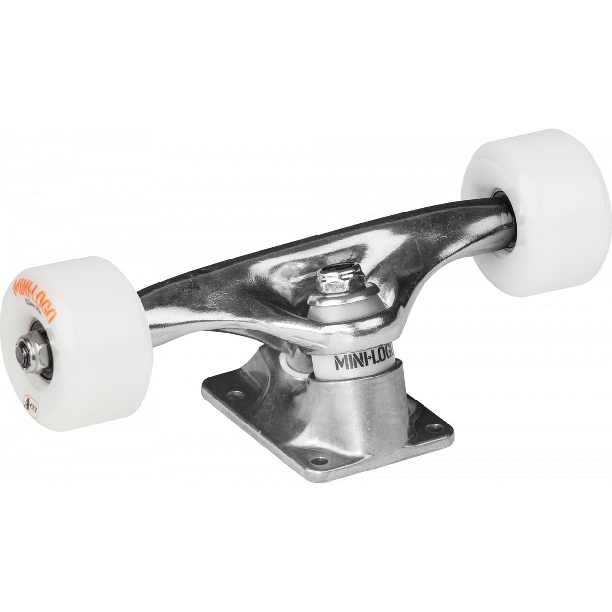 Mini Logo Raw Skateboard Trucks W/ A-Cut 53mm White Wheels and ML Bearings - Set of 2