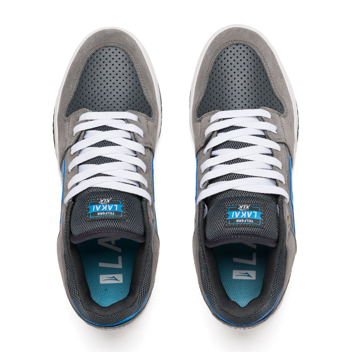 Grey/Cyan Telford Low Lakai Skateboard Shoe Top