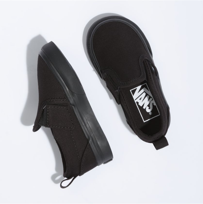 Black/Black Toddler Slip-On V Vans Skate Shoes Top