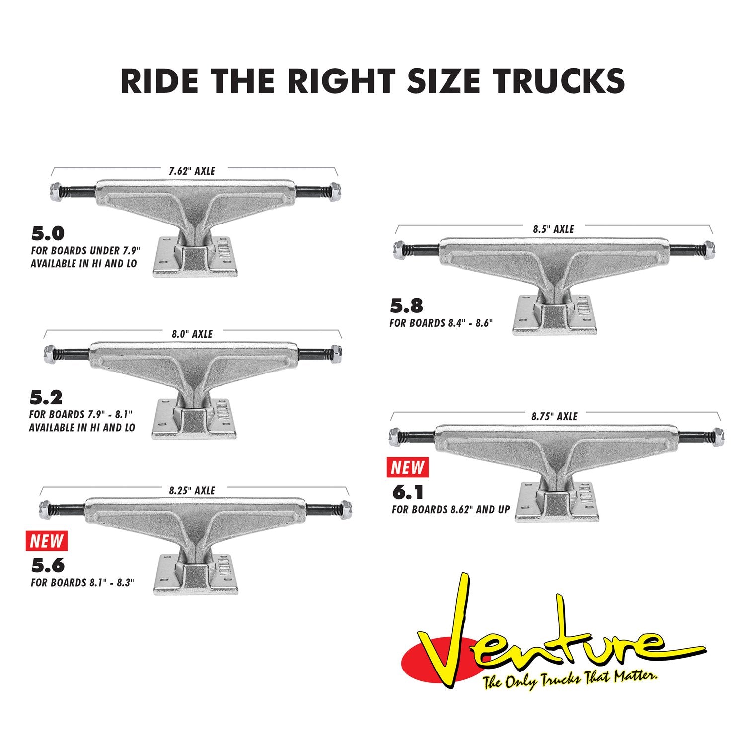 Venture All Polished V-Hollow Skateboard Trucks