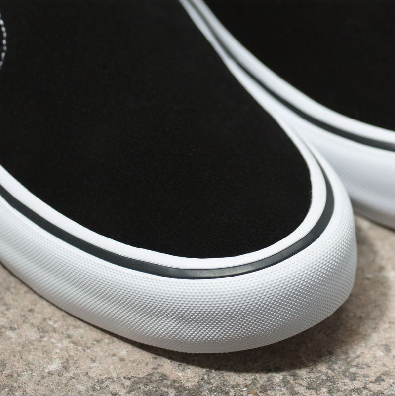 Black/Silver Nation Slip On Pro Vans Skateboard Shoe Detail