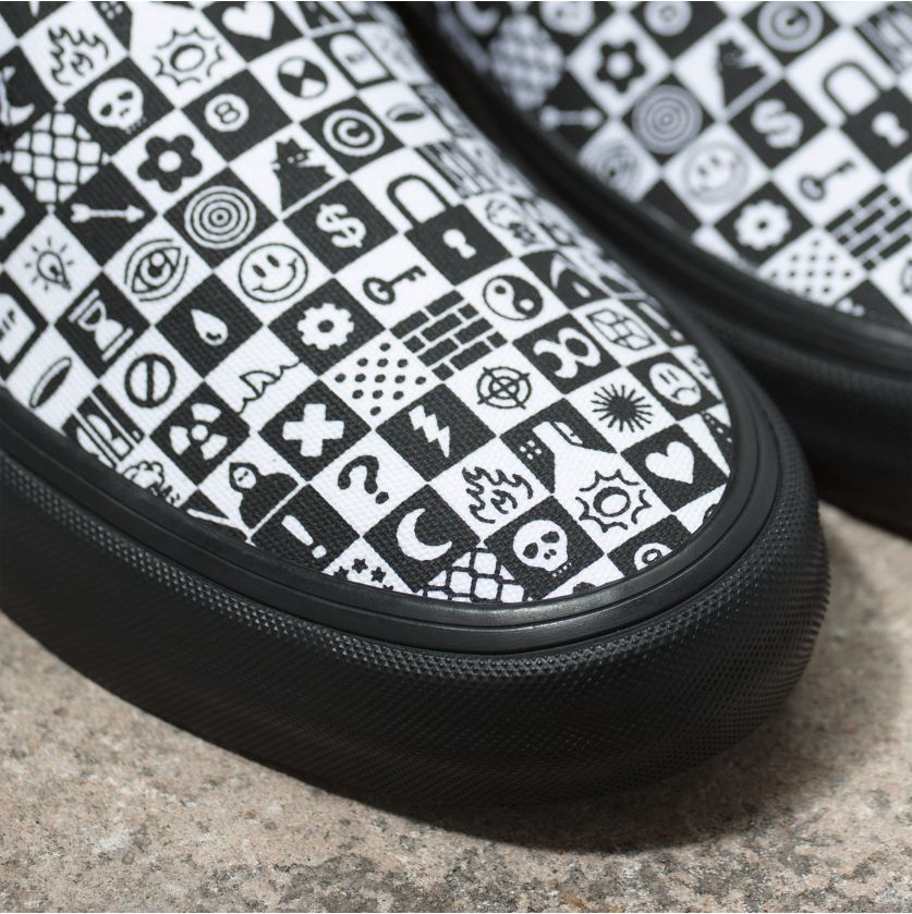Black Cult BMX Vans Checkerboard Skateboard Shoes Detail