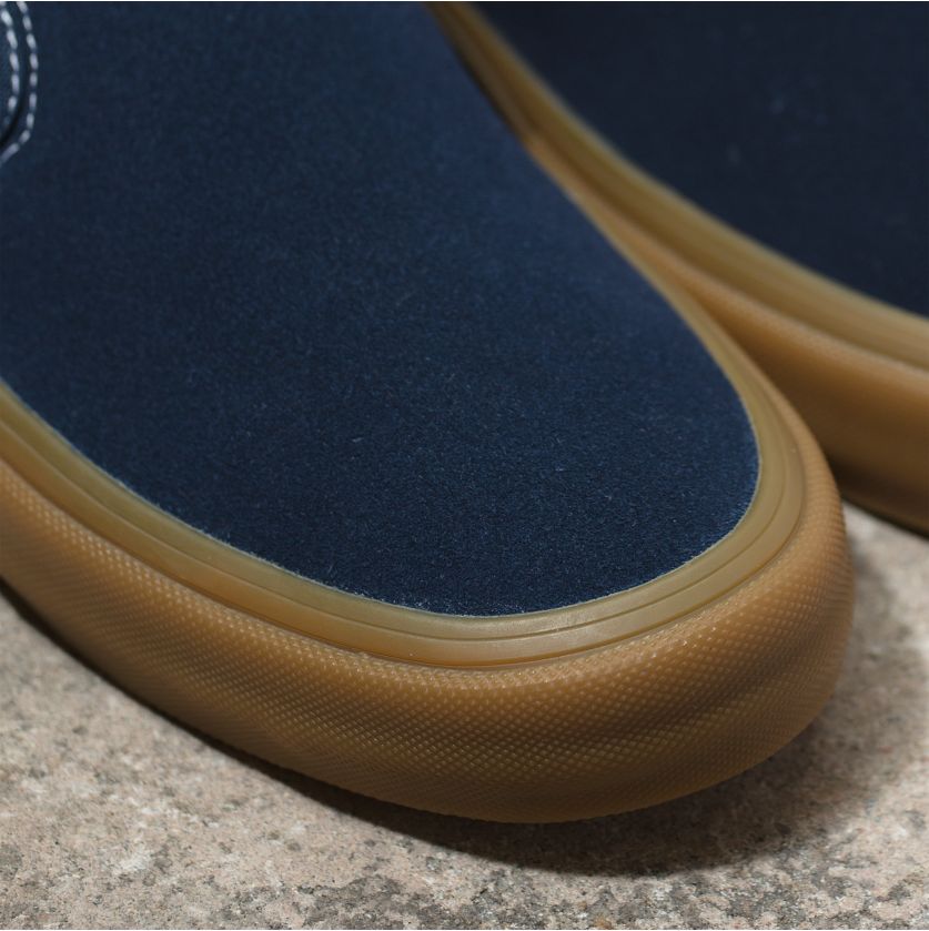 Navy/Gum Slip On Pro Vans Skateboard Shoe Detail