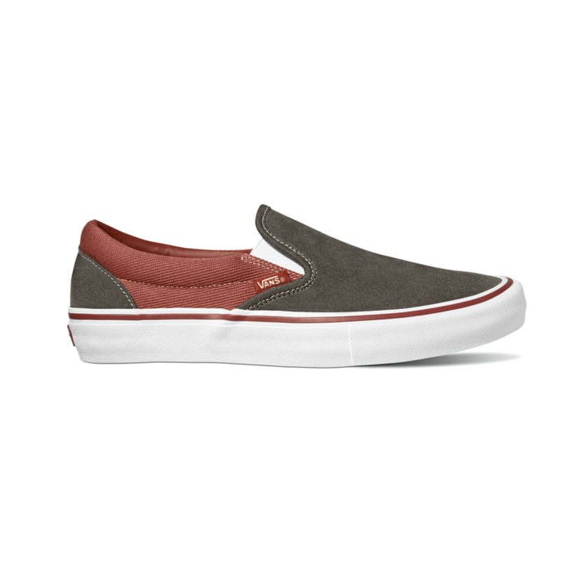 Vans Slip On Pro Skateboard Shoe - Olive/Henna(Heavy Twill)