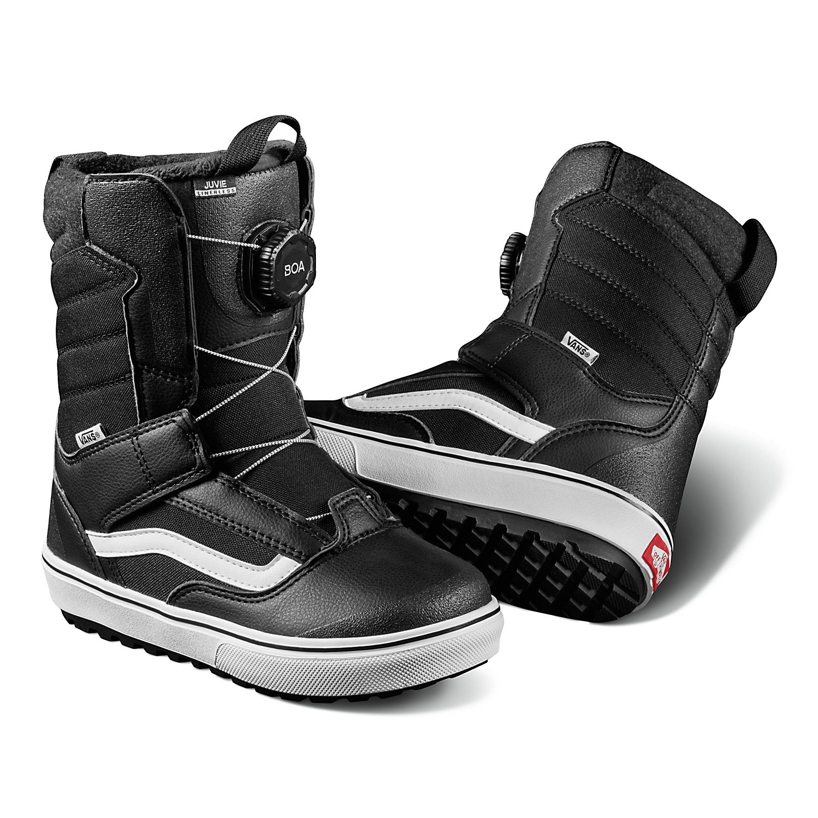 Black/White Kids Juvie Linerless Vans Snowboard Boots Front