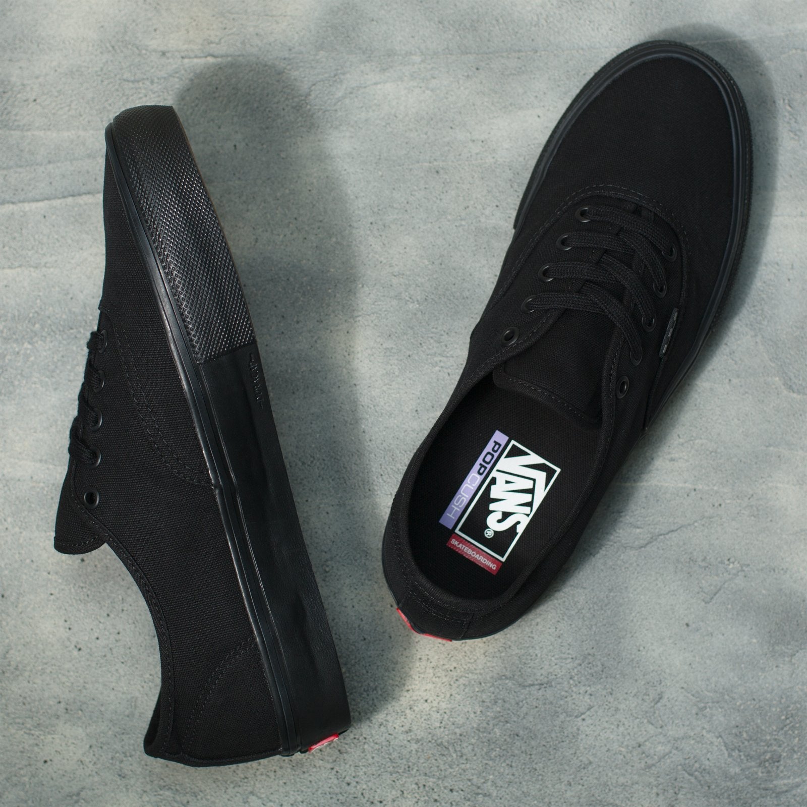 Black/Black Skate Authentic Vans Skateboard Shoe Top