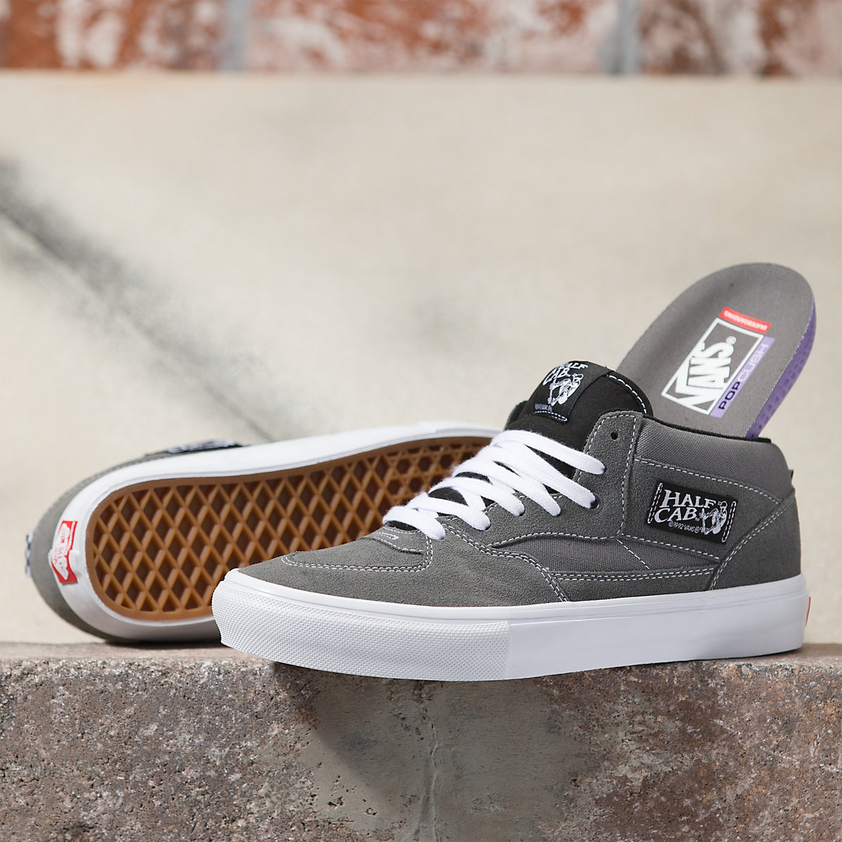 VANS ~Woman 8; Men\'s 6.5~ Half Cab Pro Periscope/Drizzle Grey White Sneakers NEW Vans VANS Half Cab Pro Sneakers - Periscope Grey and White  main image 2