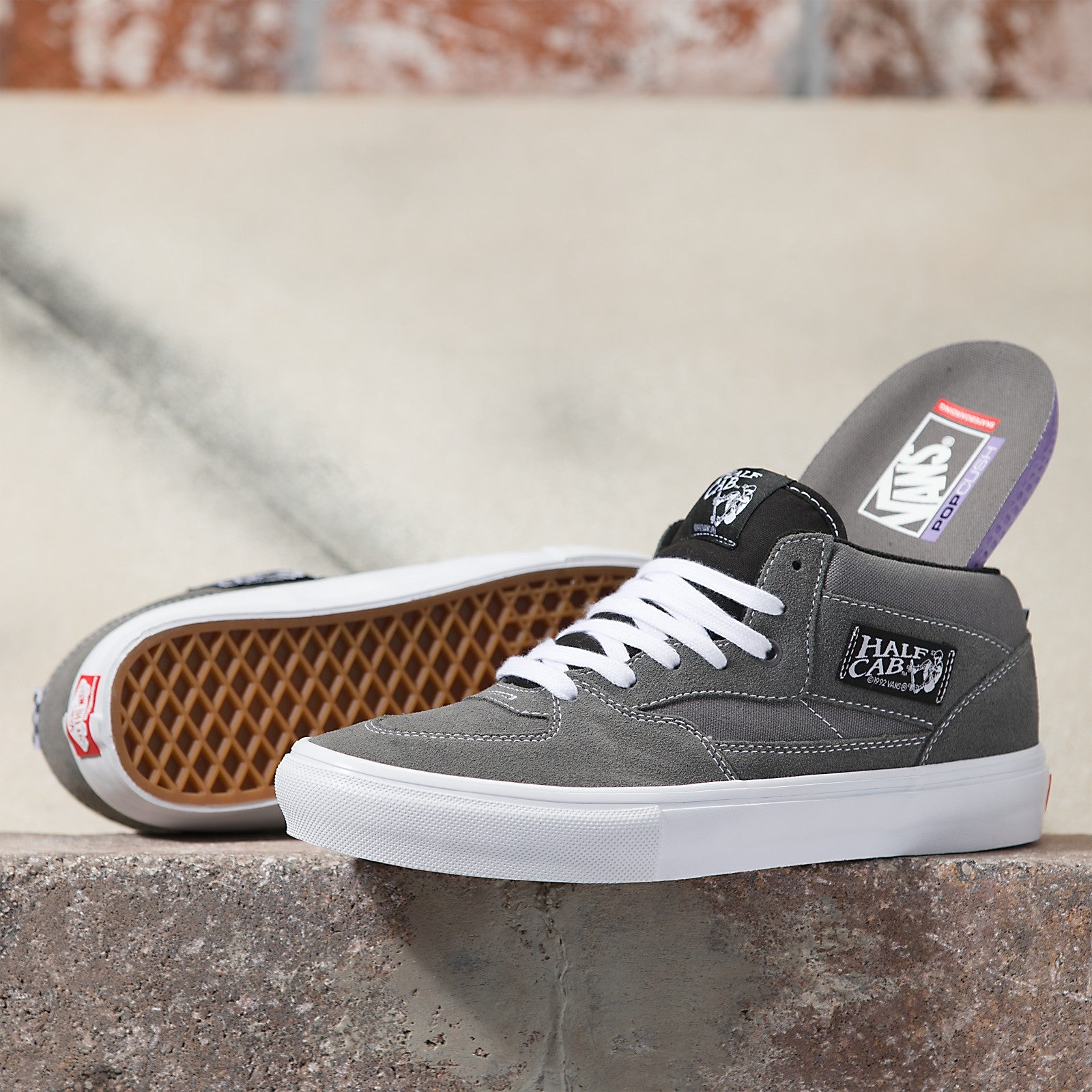 Grey/White Skate Half Cab Vans Skateboard Shoe