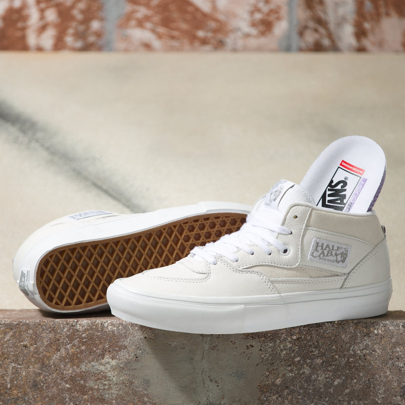 White Leather Daz Vans Skate Half Cab Shoe
