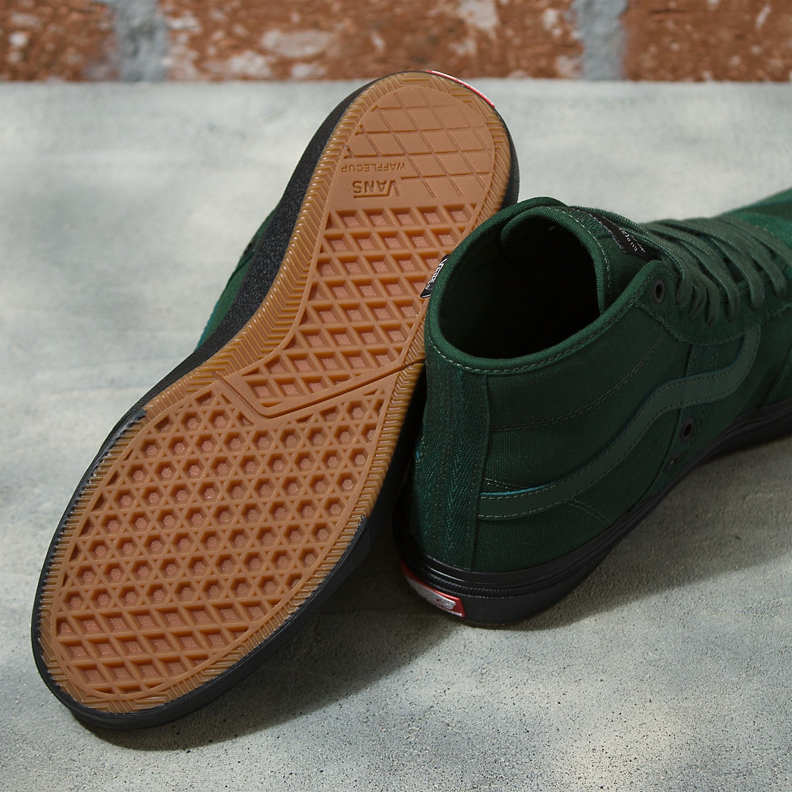 Dark Green Crockett High Vans Skate Shoe Bottom