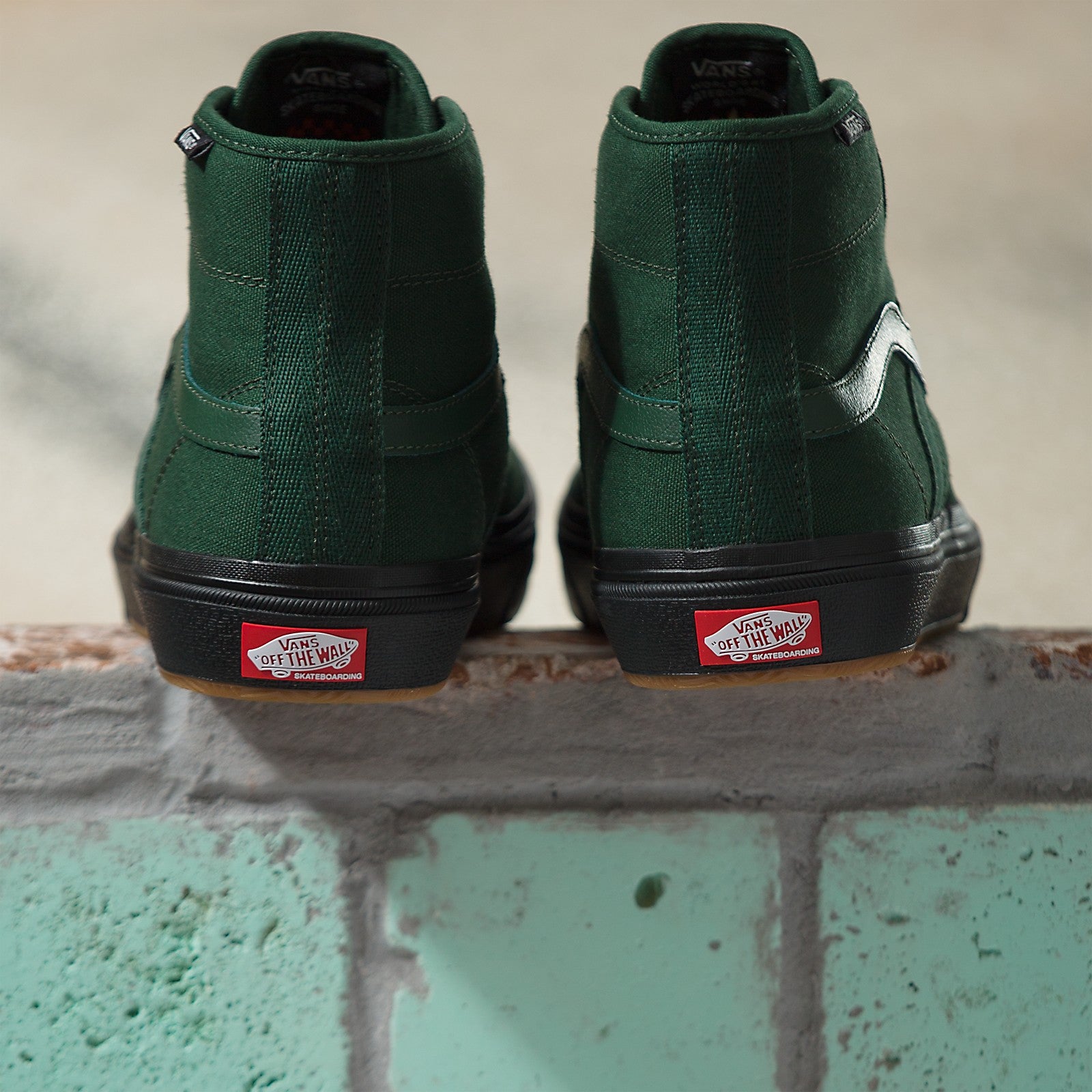 Dark Green Crockett High Vans Skate Shoe Back