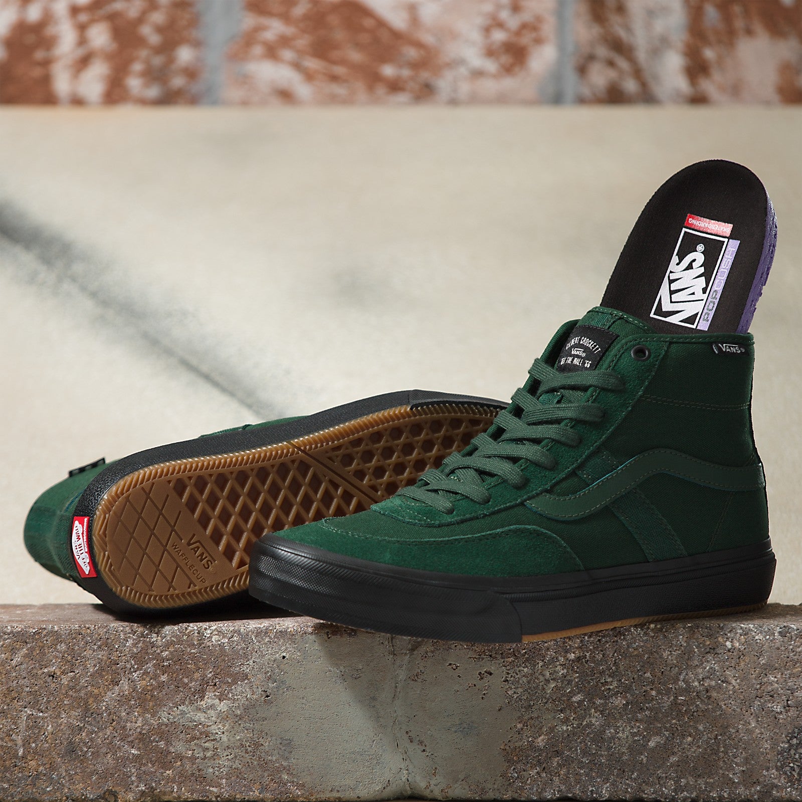 Dark Green Crockett High Vans Skate Shoe