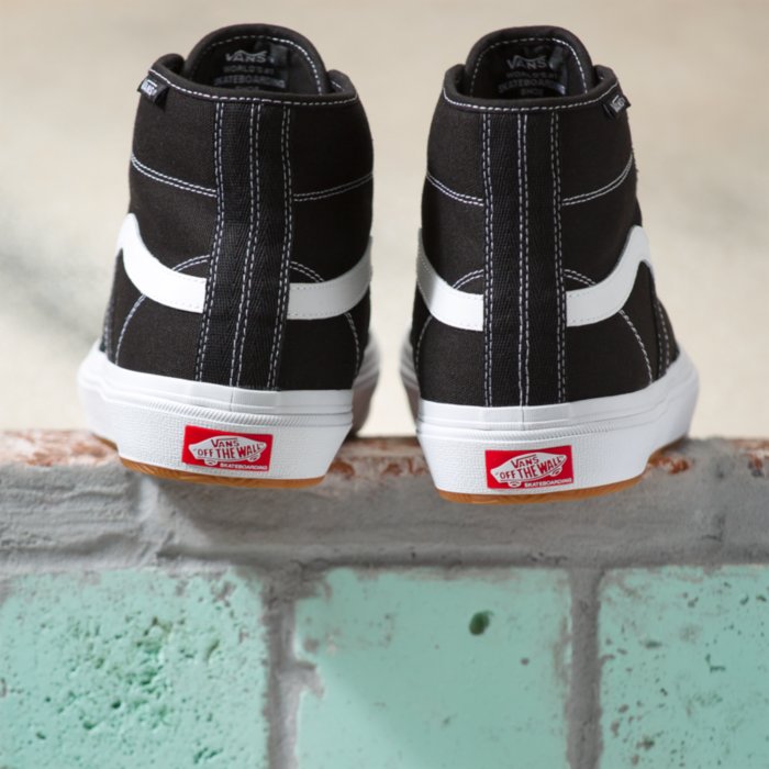 Black/White Gilbert Crockett High Vans Skateboard Shoe Back