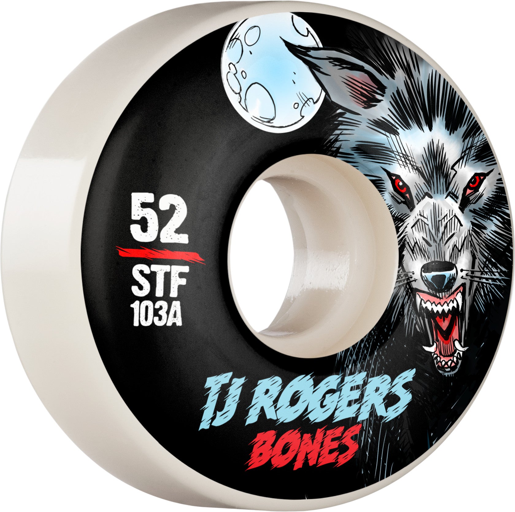 TJ Rogers Black Wolf V3 103a Bones STF Skateboard Wheels