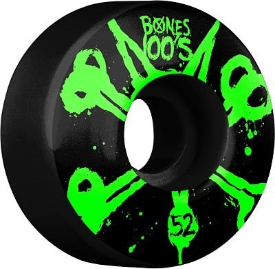 Bones Black/Green 100s Skateboard Wheels - 52