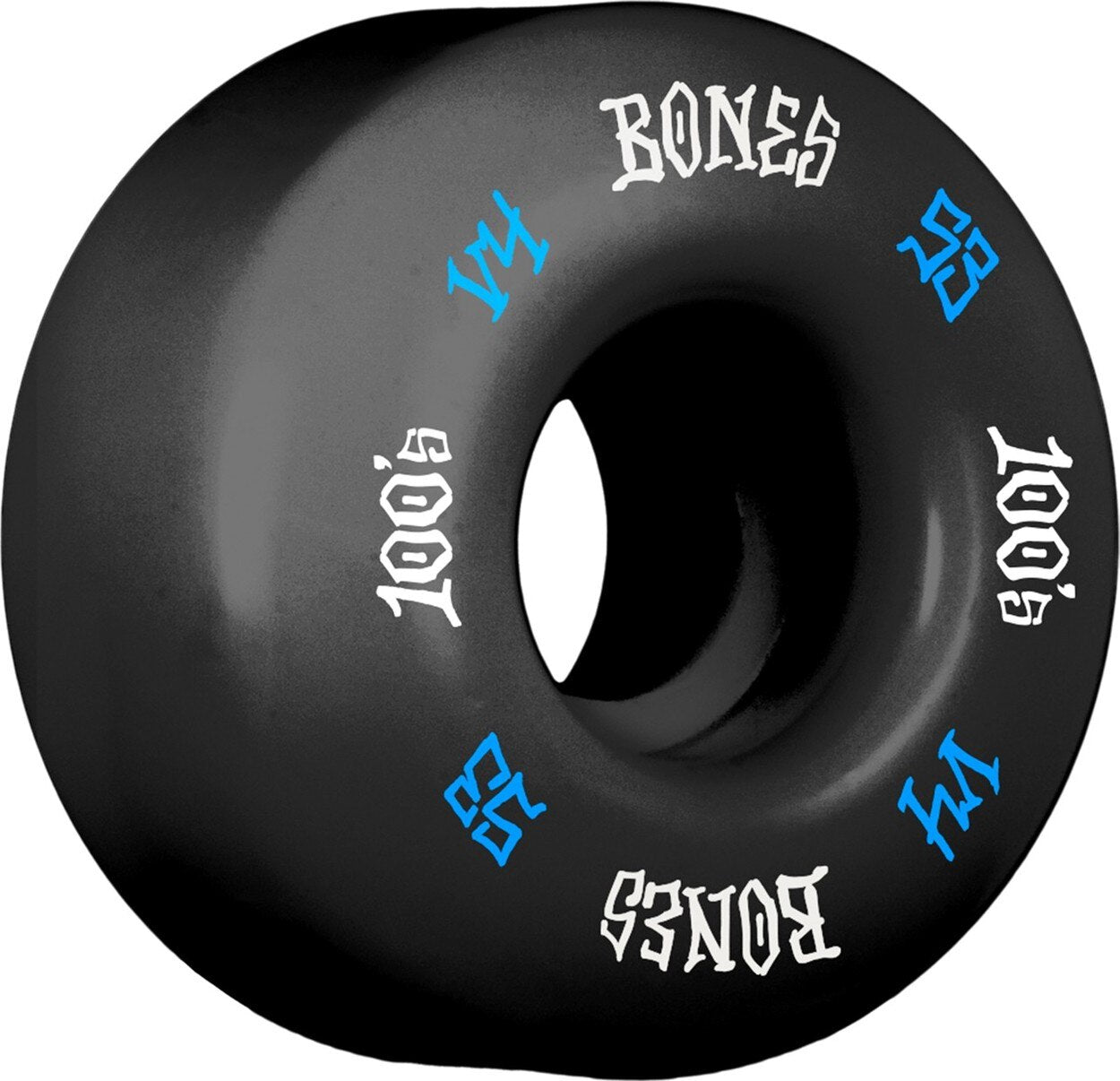Bones 100s V4 Wide 100A Skateboard Wheels - Black/Blue