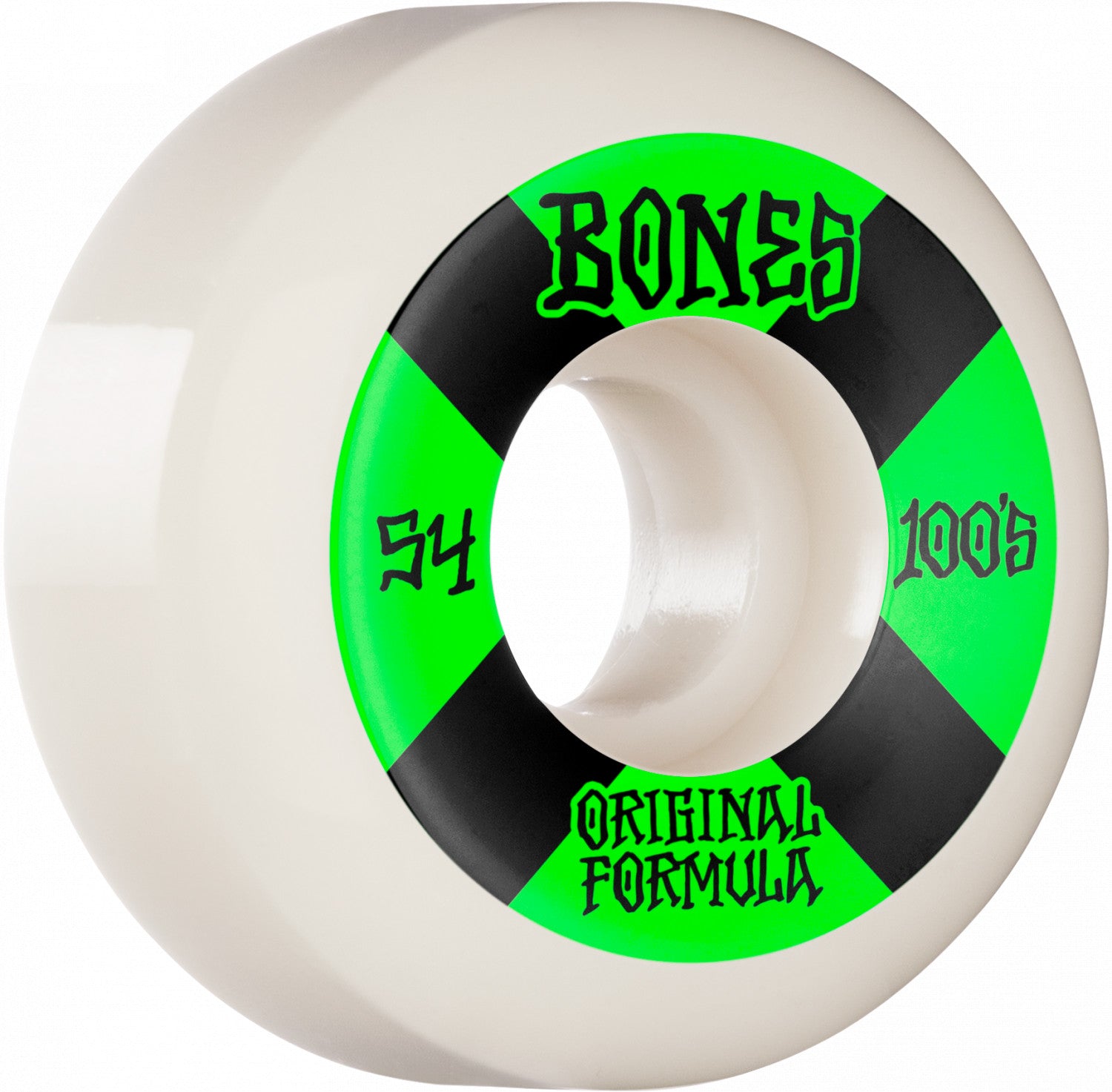 White/Green V5 #4 OG 100s Bones Skateboard Wheels