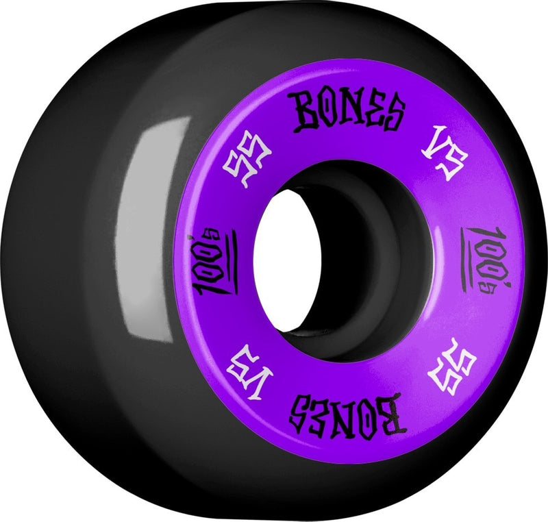 Bones OG 100s V5 Black/Purple Skateboard Wheels - 55