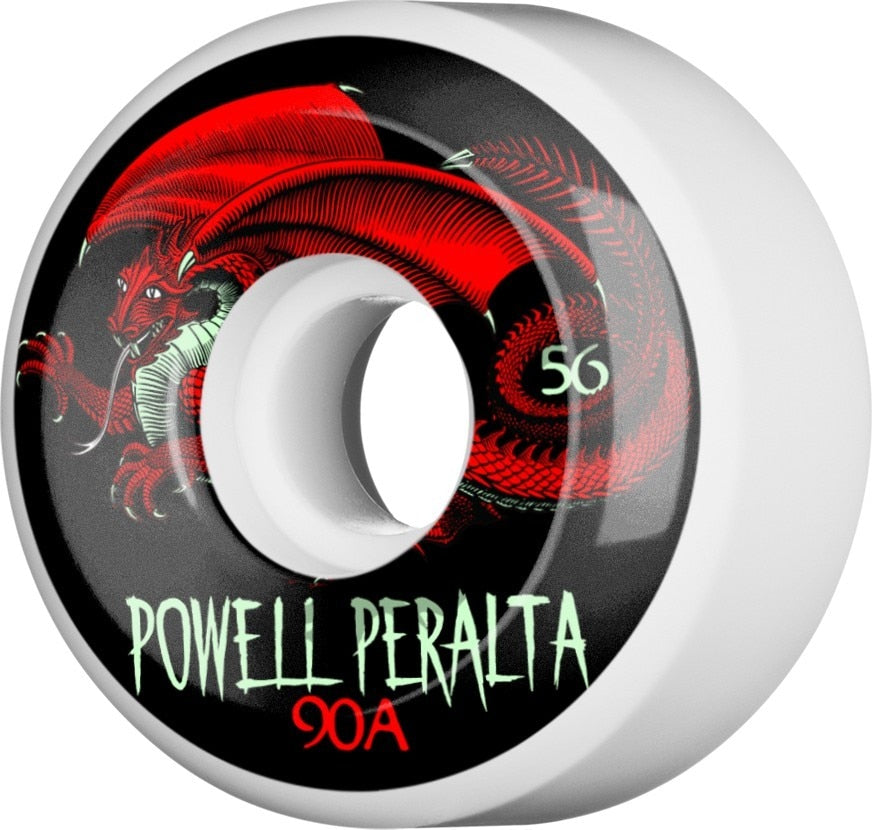 Powell Peralta Oval Dragon 90a Skateboard Wheels - White