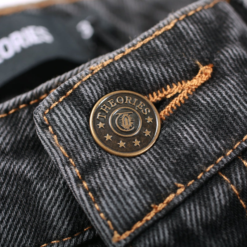 Washed Black Theories Brand Pants Detail