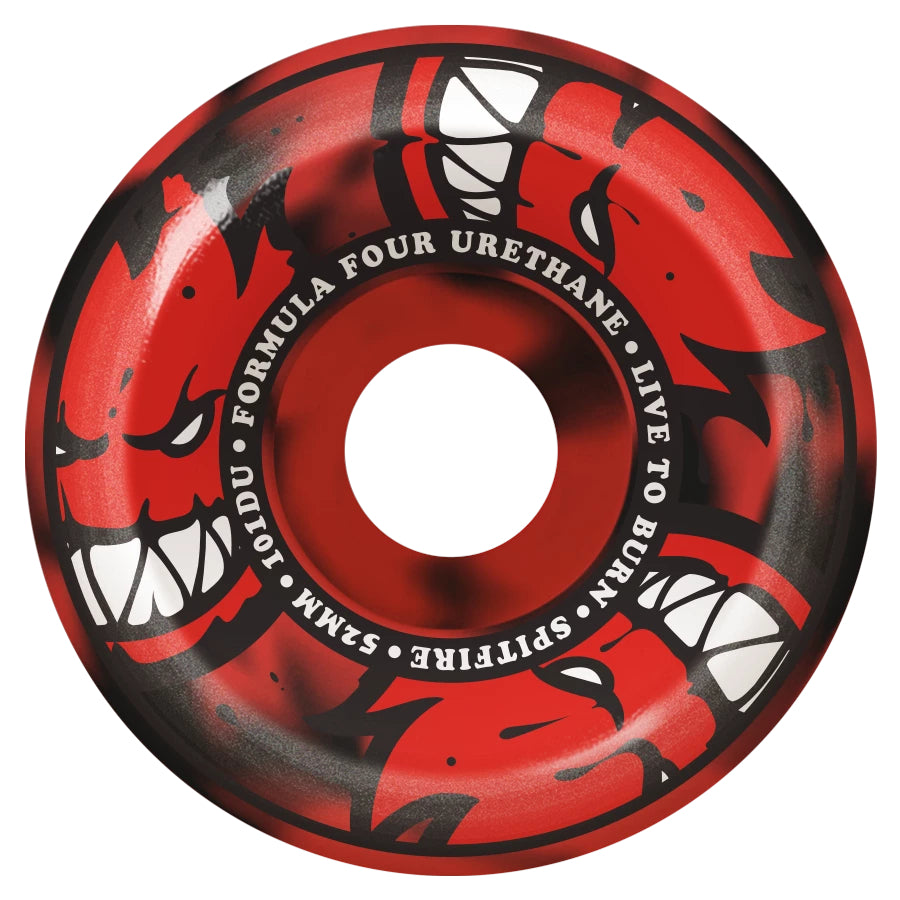 101D Black and Red Swirl Afterburn Spitfire Conical Full Formula Four Skateboard Wheels