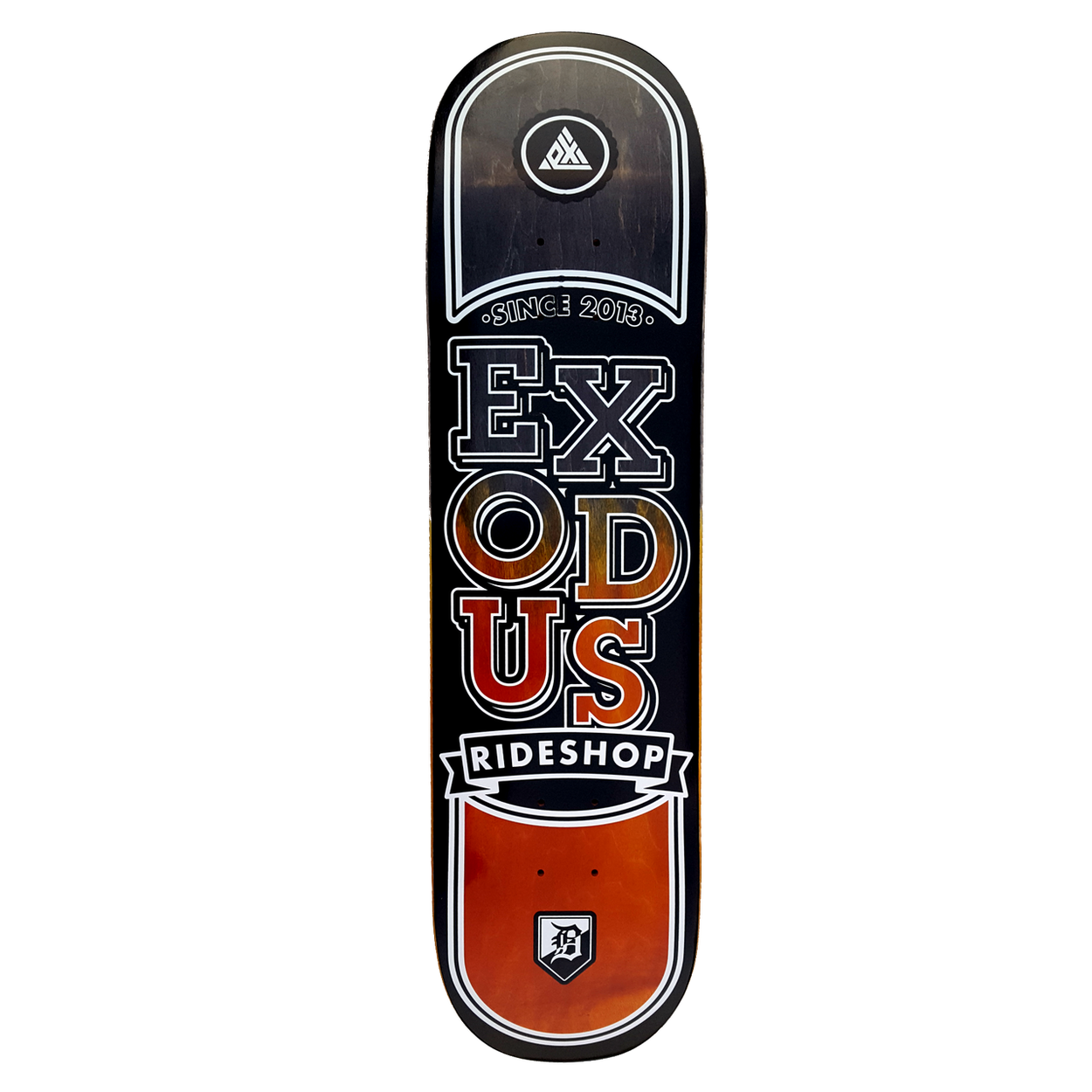 Exodus Stacked Fade Shop Deck - Black / Orange