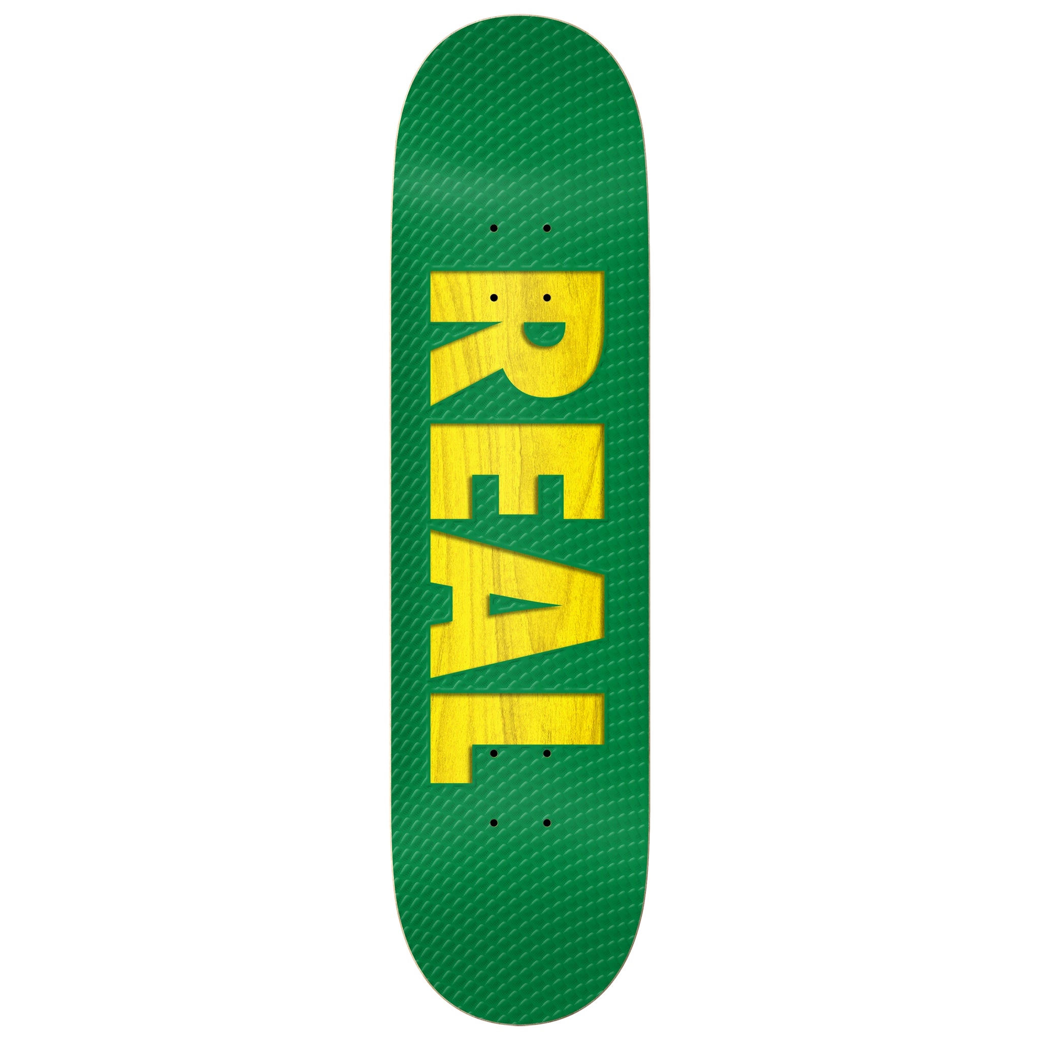 Green Bold Team Logo Real Skateboards Deck
