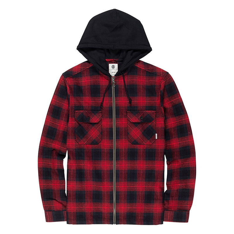 Element Skateboards Wentworth Hooded Flannel - Pompeian Red
