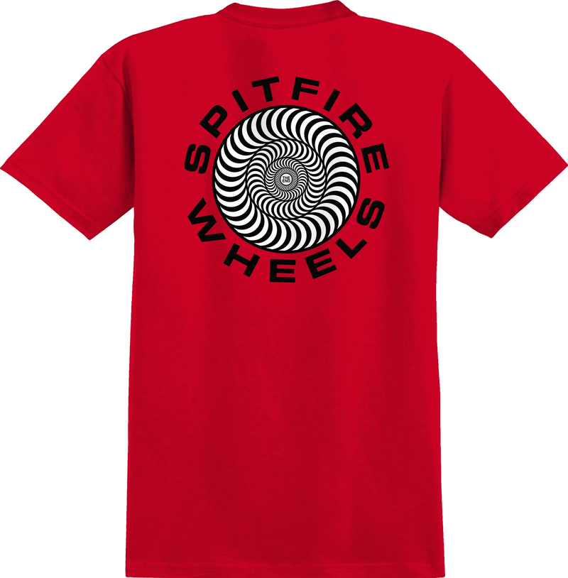 Red/Black Classic 87' Swirl Spitfire Wheels T-Shirt Back