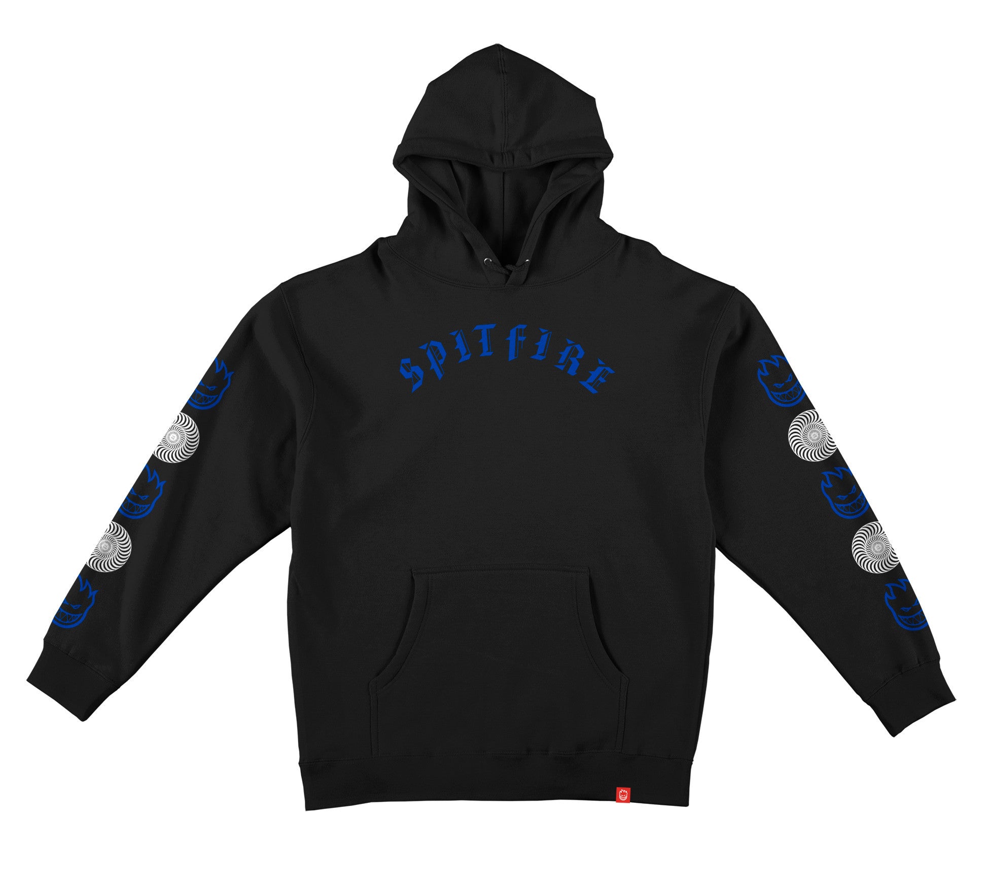 Black/Blue Old English Spitfire Combo Sleeve Print Hoodie