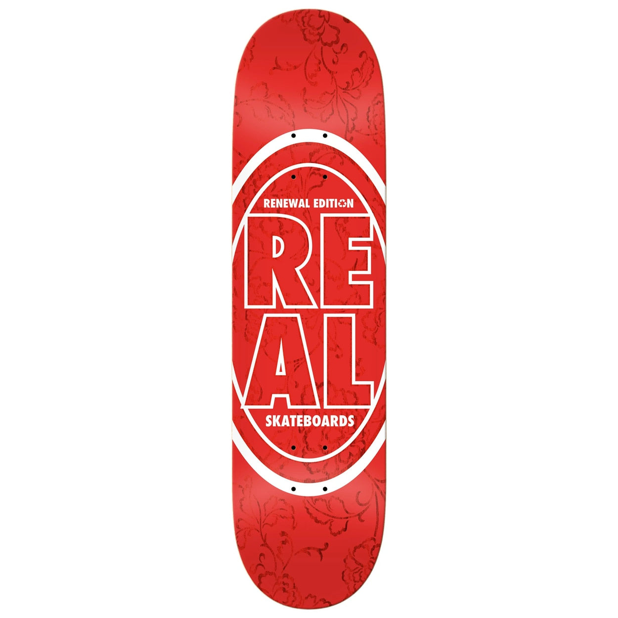 Real Renewal Stacked Oval Floral Skateboard Deck - Red