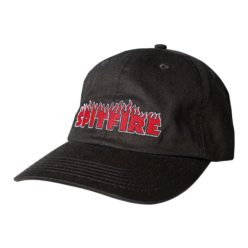 Black/Red Flash Fire Spitfire Wheels Strapback Hat