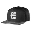 Black/White/Grey Icon Logo Etnies Snapback Hat