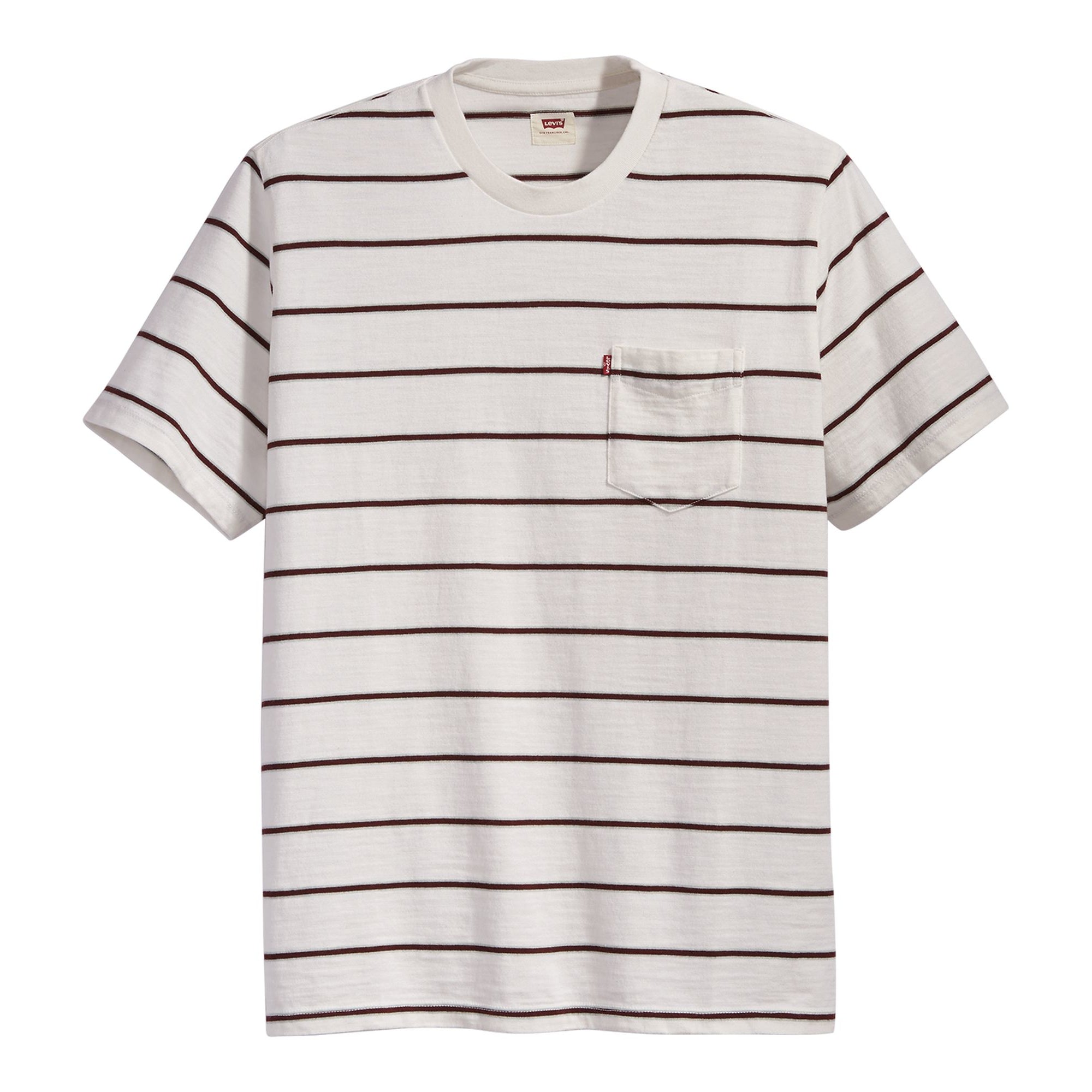Off White Saturday Striped Levi's Relaxed Fit Pocket T-Shirt