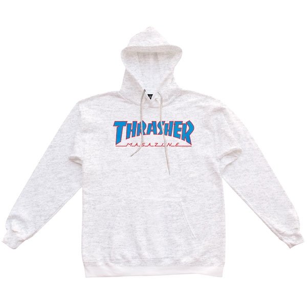 Ash Gray Outlined Thrasher Magazine Hoodie