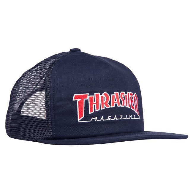 Navy Embroidered Outlined Logo Thrasher Magazine Hat