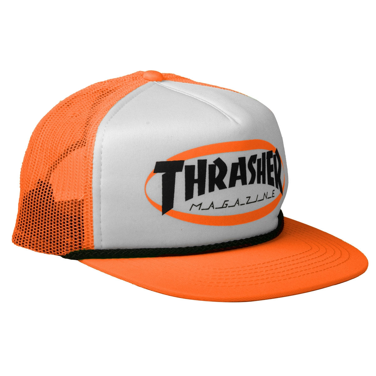 Orange Ellipse Thrasher Magazine Logo Trucker Hat