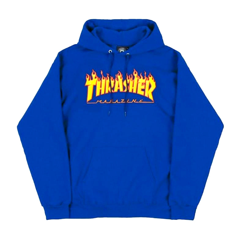Royal Blue Flame Logo Thrasher Magazine Sweatshirt