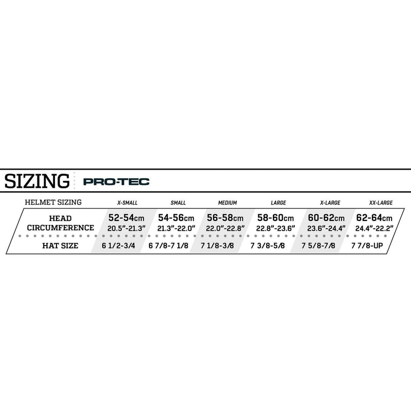 Pro-Tec Skateboard Helmet Sizing Chart 