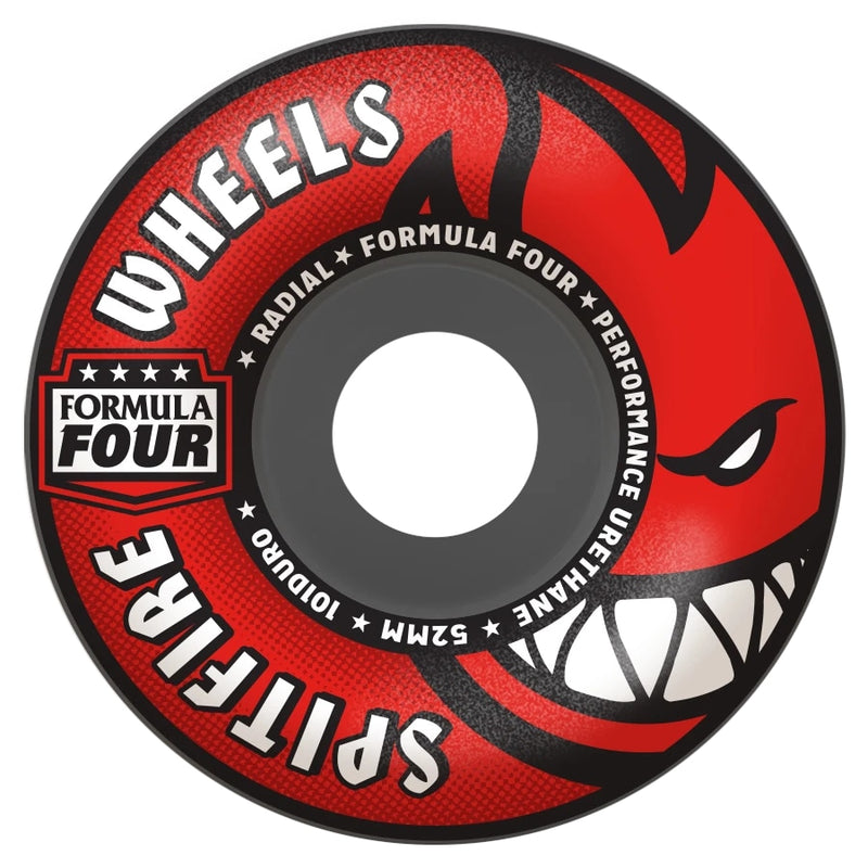 Spitfire Formula Four 101D Grey/Red Radials Skateboard Wheels