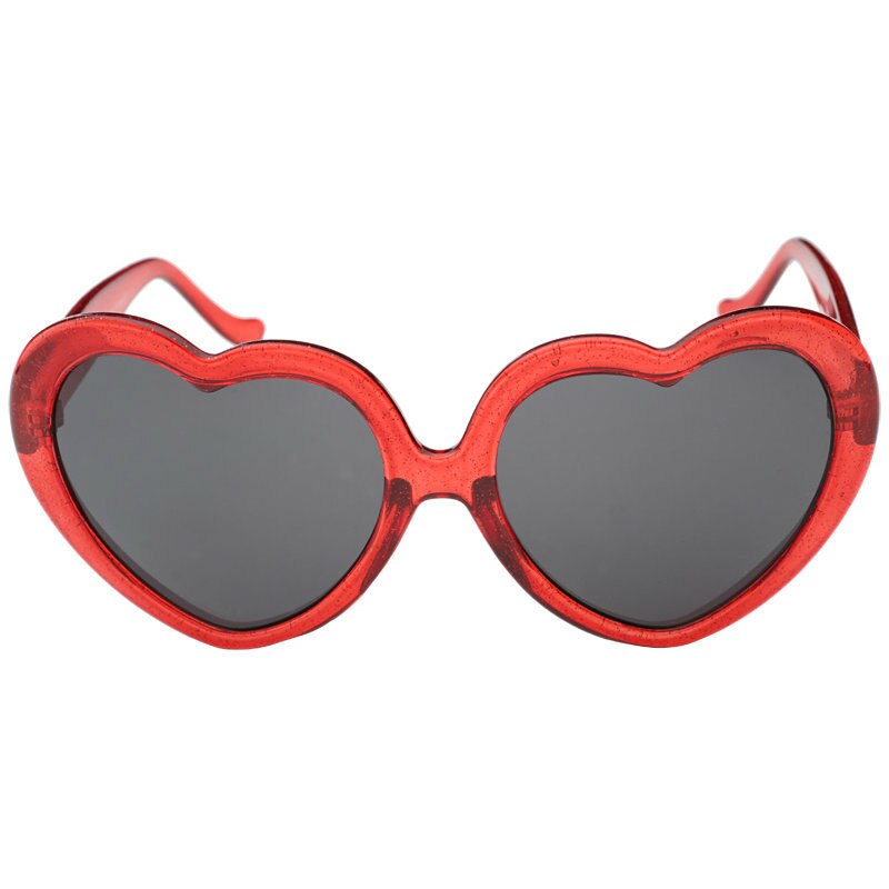 Happy Hour Heart Ons Shades - Red Glitter